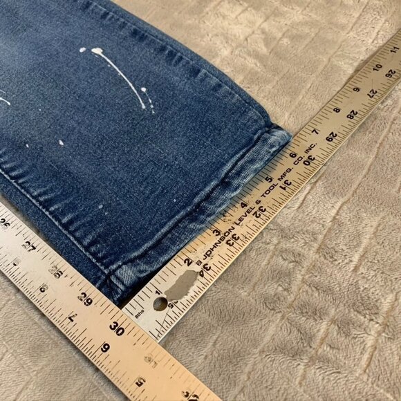 Freehold Mens 40x30 Denim Jeans Blue Skinny Distressed Paint Splatter Stretch - Picture 9 of 13